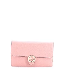 Pre-Owned Gucci Interlocking Wallet on Chain Leather