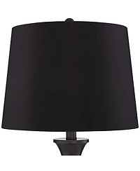 Regency Hill Traditional Table Lamps 25" High Set of 2 with Usb Port Bronze Metal Led Touch On Faux Silk Drum Shade for Bedroom Living Room