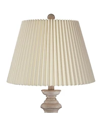 Regency Hill Rustic Farmhouse Table Lamps High Set of 2 -Washed Faux Wood Linen Pleat Shade for Bedroom Living Room