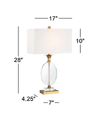 Vienna Full Spectrum Valerie 28" Tall Round Geometric Modern Table Lamps Set of 2 Gold Crystal Living Room Bedroom White Shade