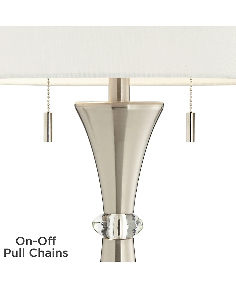 360 Lighting Rachel 28" Tall Concave Column Modern Table Lamps Set of 2 Pull Chain WiFi Smart Socket for Living Room