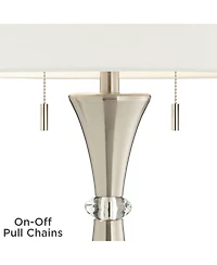 360 Lighting Rachel 28" Tall Concave Column Modern Table Lamps Set of 2 Pull Chain WiFi Smart Socket for Living Room