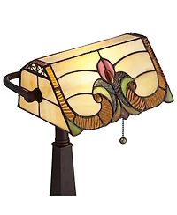 Robert Louis Tiffany Fleura 17" High Small Rustic Banker Desk Lamps Set of 2 Brown Bronze Finish Metal Home Office Living Room