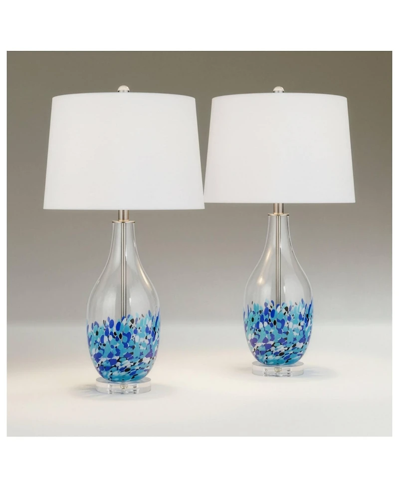 360 Lighting Marnie 27 3/4" Tall Curved Modern Coastal Table Lamps Set of 2 Art Glass Living Room Bedroom (Colors May Vary)