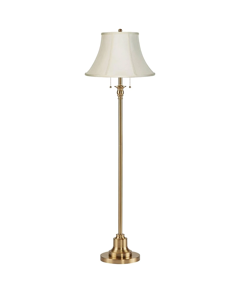 360 Lighting Dyna 58" High Antique Brass and Bell 2-Light Floor Lamp