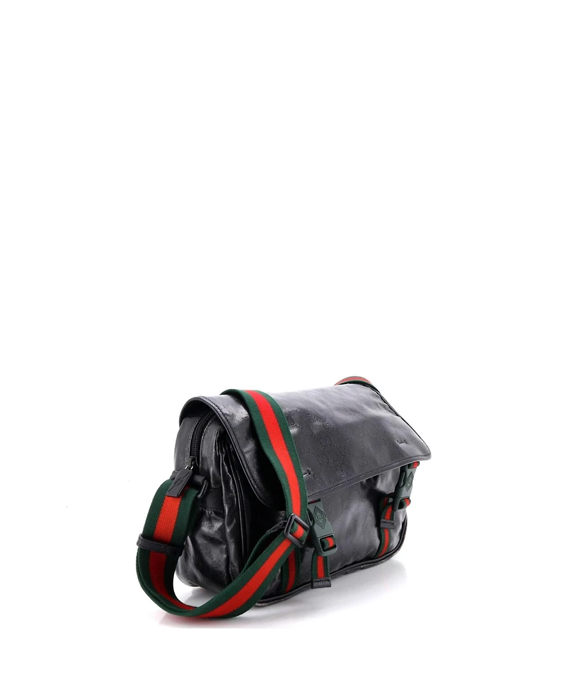 Pre-Owned Gucci Small Web Buckle Messenger Bag Gg Coated Canvas