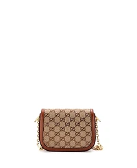 Pre-Owned Gucci Mini Horsebit 1955 Shoulder Bag Crystal Embellished Gg Canvas