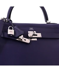 Pre-Owned HERMES Kelly 28 Handbag Verso Evercolor with Palladium Hardware