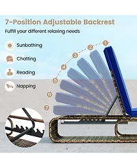 Gymax 2PCS Chaise Lounge Chair w/ Adjustable Backrest Cushion and Storage Outdoor