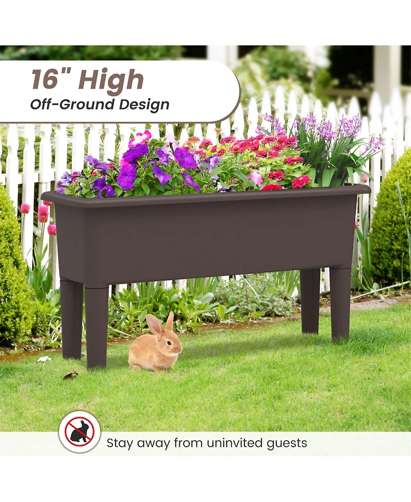 Gymax 2 Pcs Raised Garden Beds with Detachable Legs and Drainage Hole for Vegetables