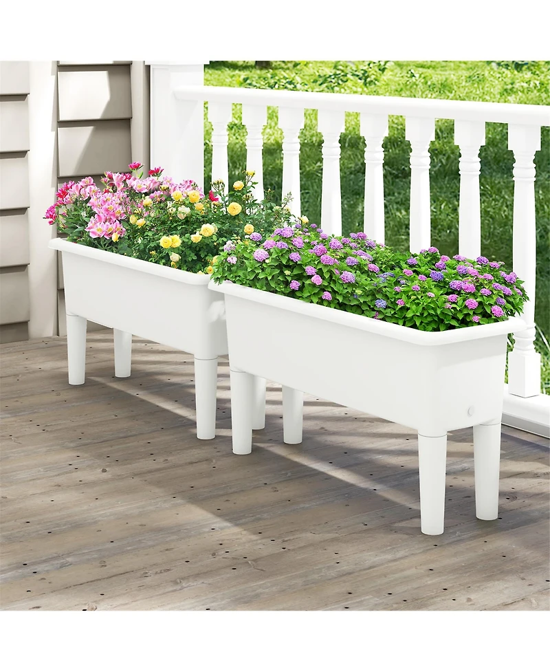 Gymax 2 Pcs Raised Garden Beds with Detachable Legs and Drainage Hole for Vegetables
