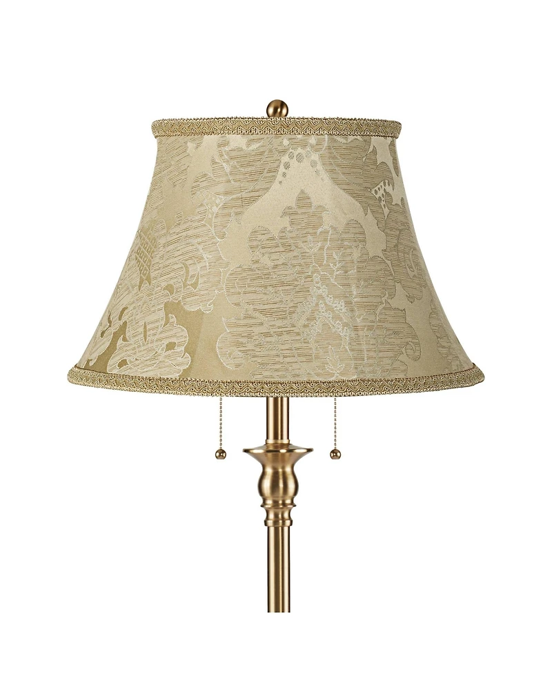 360 Lighting Dyna Traditional 58" Tall 2-Light Standing Floor Lamp Pole Pull Chain Antique Brass Finish