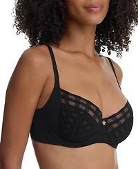 Skarlett Blue Women's Bonbon Full Coverage Gingham Lace Bra