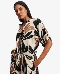 Sanctuary Women's Tie-Front Cap-Sleeve Collared Blouse