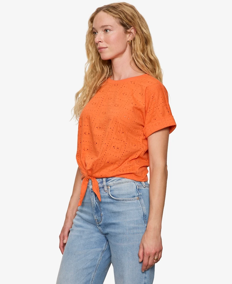 Sanctuary Women's Eyelet All Day Tie Crewneck T-Shirt