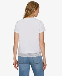 Sanctuary Women's Lace-Hem Crewneck T-Shirt