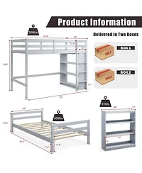 Gouun Loft Bed with Storage Shelves
