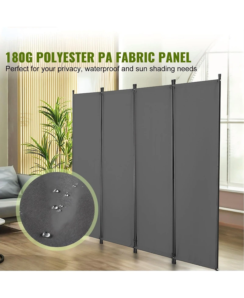 Gouun 4-Panel Freestanding Fabric Room Divider with Metal Frame