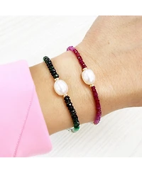 The Lovery Ruby Ombre Bead Pearl Bracelet 14K Gold