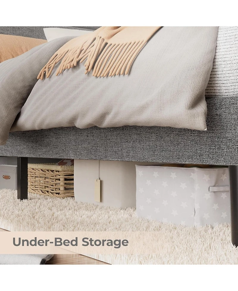 gaomon Bed Frame Storage Headboard Usb Charging Led Lights Noise Free Under Storage Easy Assembly No Box Spring