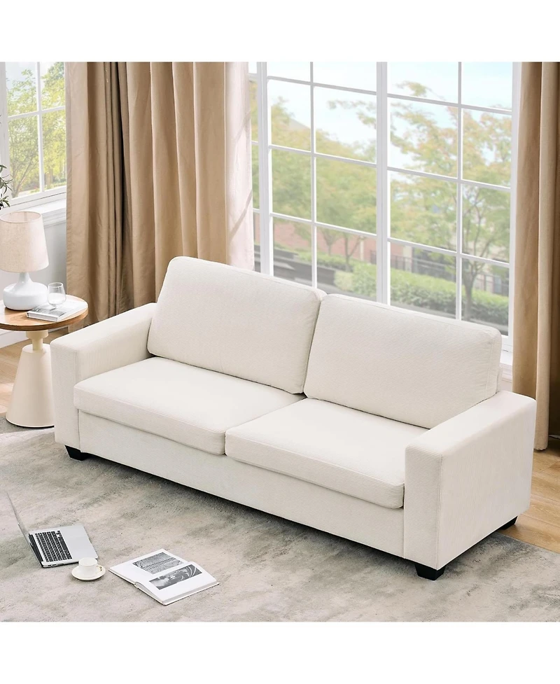gaomon 83" Corduroy 3-Seater Sofa, Modern Upholstered Couch with Deep Seat and Wide Armrests