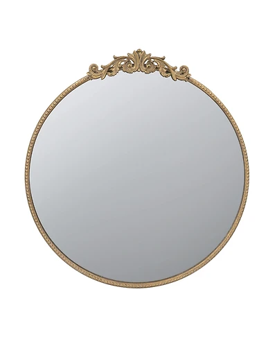 Busdays 30" x 32" Round Mirror, Wall Mounted Mirror with Metal Frame for Bathroom Living Room