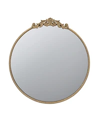 Busdays 30" x 32" Round Mirror, Wall Mounted Mirror with Metal Frame for Bathroom Living Room