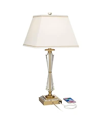 Stiffel Heath 31 5/8" Tall Large Traditional End Table Lamp Usb Port Luxe Crystal Single Living Room Charging
