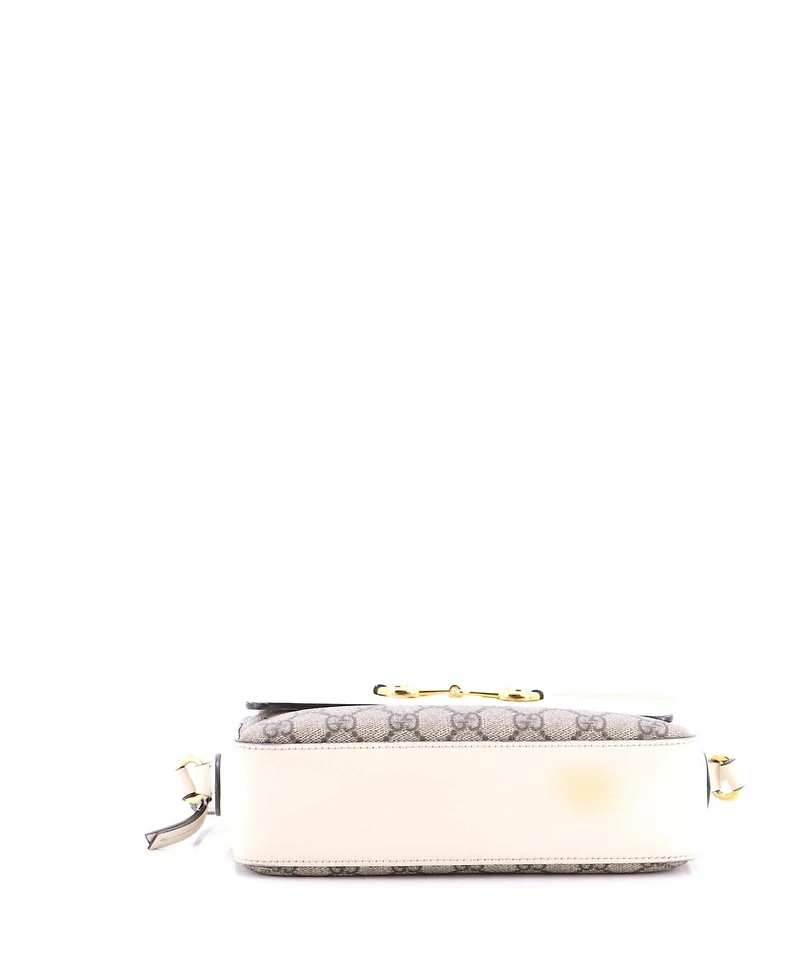 Pre-Owned Gucci Small Horsebit 1955 Flap Pocket Camera Bag Gg Coated Canvas and Leather