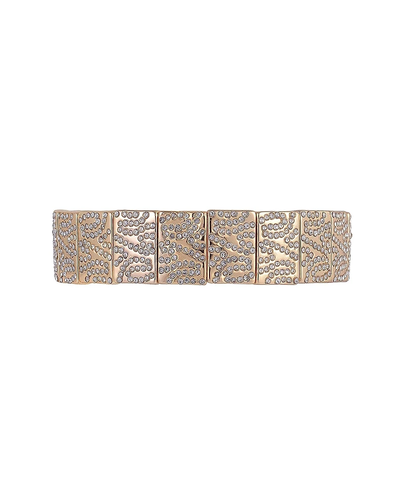 Laundry by Shelli Segal Tone Tile Stretch Bracelet with Pave Crystal Stone Accents