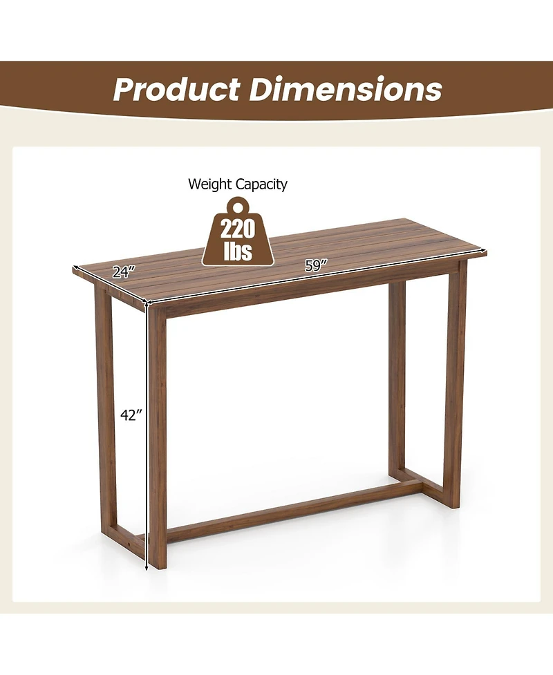 Sugift 59 in Outdoor Bar Table with Slatted Tabletop