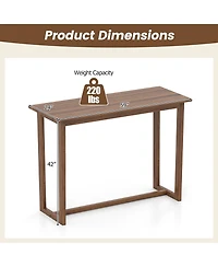 Sugift 59 in Outdoor Bar Table with Slatted Tabletop