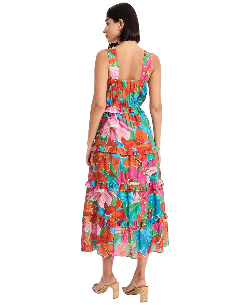 Maggy London Women's Sleeveless Tiered Midi Dress