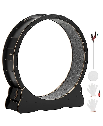 Zeus and Ruta 48 Inch Cat Exercise Wheel for Indoor Cats up to 28 lbs Carpeted Treadmill with Locking Mechanism