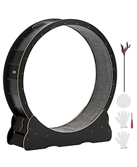 Zeus and Ruta 48 Inch Cat Exercise Wheel for Indoor Cats up to 28 lbs Carpeted Treadmill with Locking Mechanism