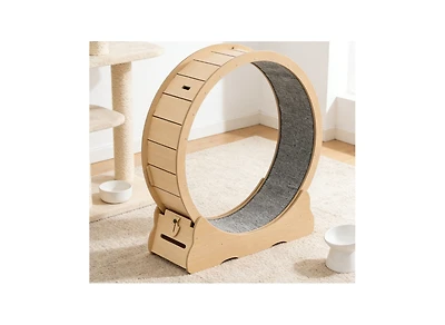 Zeus and Ruta 48 Inch Cat Exercise Wheel for Indoor Cats up to 28 lbs Carpeted Treadmill with Locking Mechanism