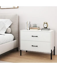 Gouun Modern 2-Drawer Nightstand with Metal Legs and Wide Storage