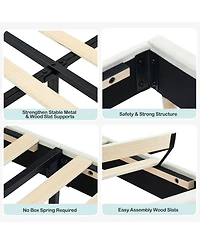 gaomon Bed Frame Bookcase Headboard Upholstered Platform No Box Spring Wooden Slats Support
