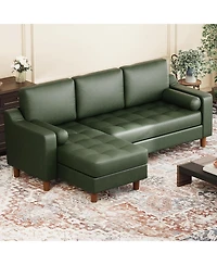 gaomon 88.9" L-Shaped Sofa with Chaise, Mid-Century Modern 3-Seater Couch