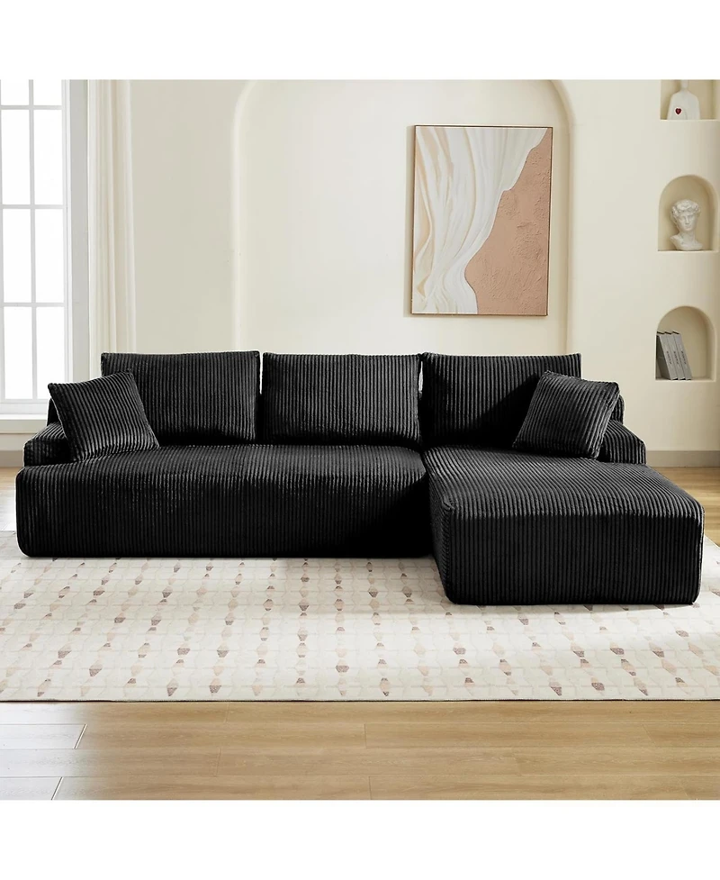 gaomon 106" Modular Sectional Sofa, L-Shaped Corduroy Couch with Chaise, No Assembly