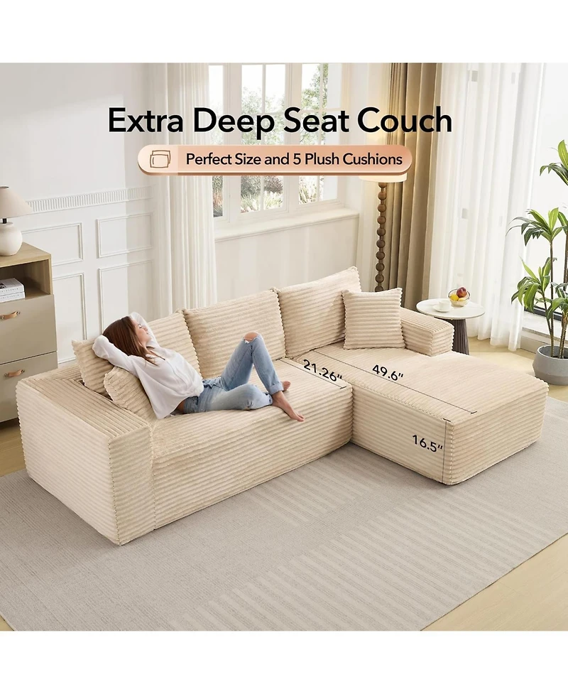 gaomon 108" Cloud Sectional Sofa, L-Shaped Couch with Deep Seat