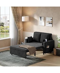 gaomon 56" Sleeper Loveseat Sofa Bed, Pull-Out Couch with Usb Ports, Cup Holders and Side Pockets