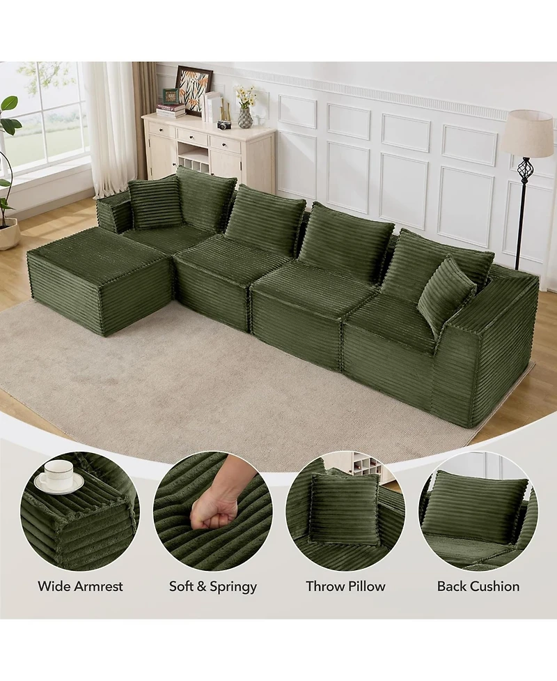 gaomon 137" Cloud Sectional Sofa, L-Shaped Modular Couch with Chaise, Memory Foam