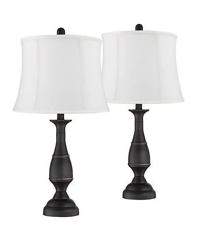 Regency Hill Ben Rustic Farmhouse Table Lamps 25" High Set of 2 Bronze Metal Drum Shade for Bedroom Living Room Bedside Nightstand