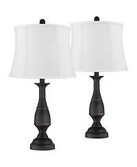 Regency Hill Ben Rustic Farmhouse Table Lamps 25" High Set of 2 Bronze Metal Drum Shade for Bedroom Living Room Bedside Nightstand