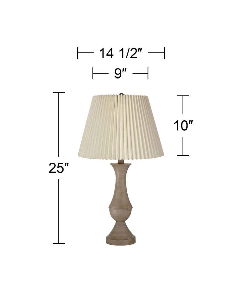 Regency Hill Avery Traditional Table Lamps 25" High Set of 2 Faux Wood with Usb Charging Port Led Touch On Off for Living Room Home Desk