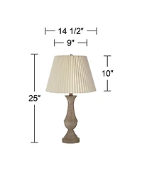Regency Hill Avery Traditional Table Lamps 25" High Set of 2 Faux Wood with Usb Charging Port Led Touch On Off for Living Room Home Desk