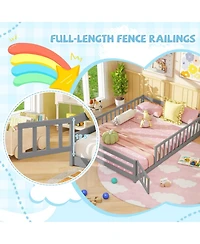 Gouun Kids House Bed Frame with Safety Guardrails