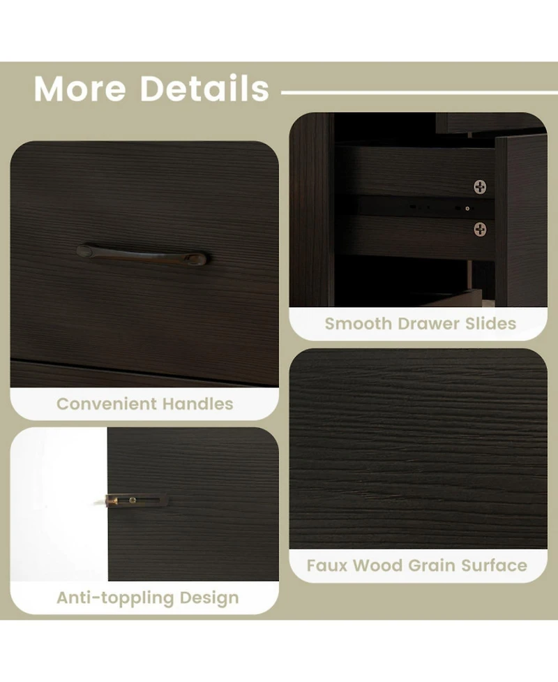 Gouun Makeup Vanity Desk and Stool Set with Led Lighted Mirror and Charging Station