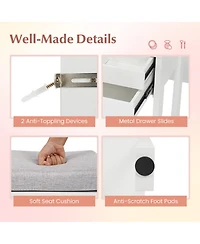 Gouun Small Vanity Desk with Lighted Mirror and Stool Set for Bedroom